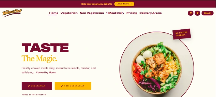 The Mama Chef website preview